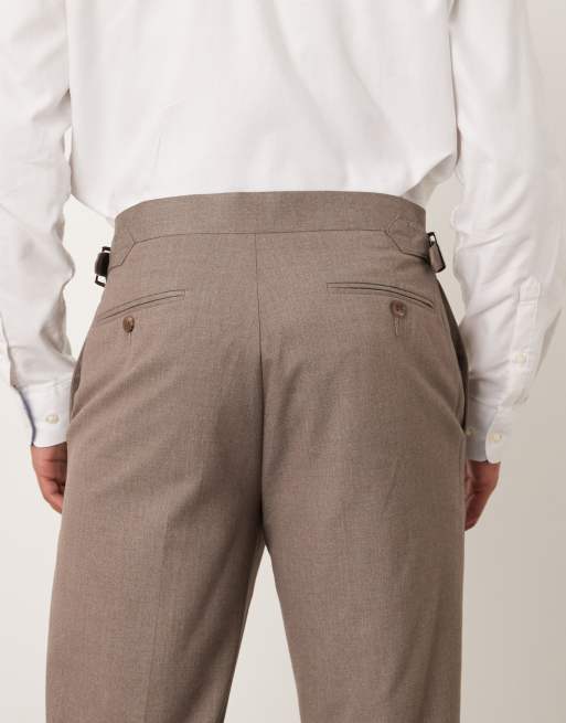 ASOS DESIGN - Pantaloni eleganti affusolati in flanella beige con lati regolabili, 4 di 5