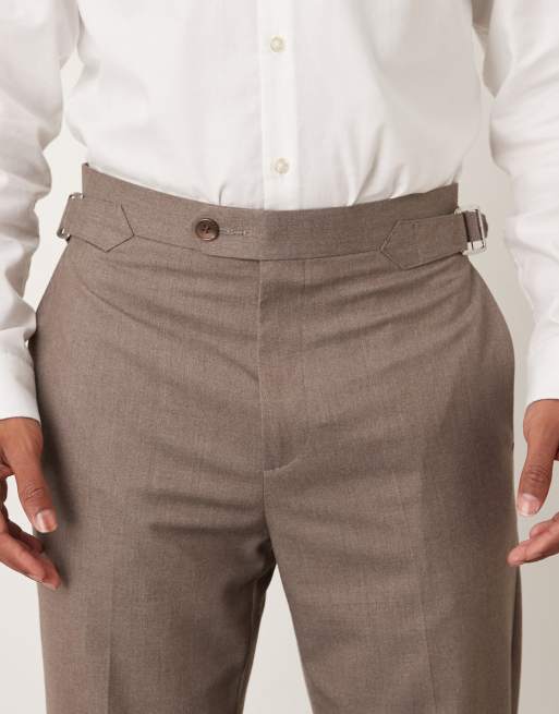 ASOS DESIGN - Pantaloni eleganti affusolati in flanella beige con lati regolabili, 5 di 5