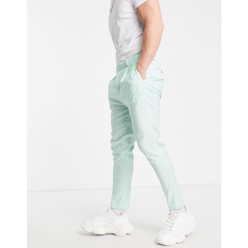 Uomo gpBLM DESIGN - Pantaloni eleganti affusolati in lino color menta