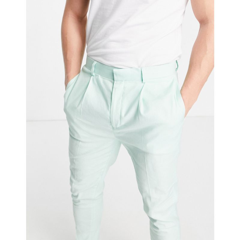 Uomo gpBLM DESIGN - Pantaloni eleganti affusolati in lino color menta
