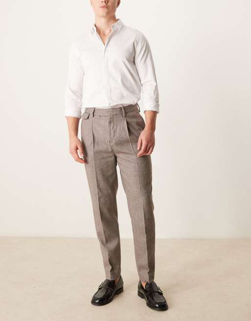 ASOS DESIGN - Pantaloni eleganti affusolati in misto lana color grigio scuro con tasca portamonete