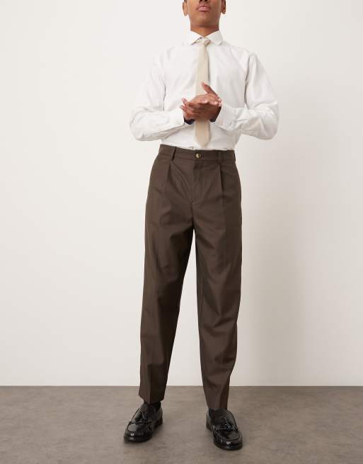 ASOS DESIGN - Pantaloni eleganti affusolati marroni microtesturizzati vestibilità comoda, 2 di 5