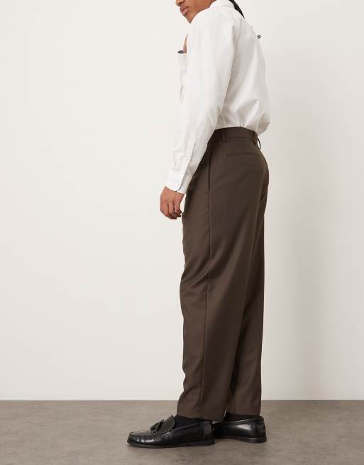 ASOS DESIGN - Pantaloni eleganti affusolati marroni microtesturizzati vestibilità comoda, 3 di 5