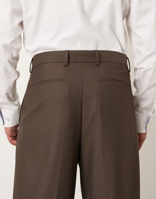 ASOS DESIGN - Pantaloni eleganti affusolati marroni microtesturizzati vestibilità comoda, 4 di 5