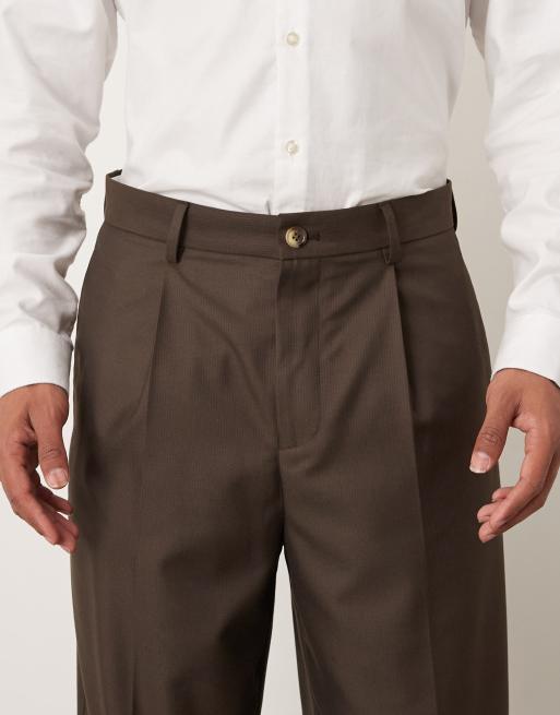 ASOS DESIGN - Pantaloni eleganti affusolati marroni microtesturizzati vestibilità comoda, 5 di 5