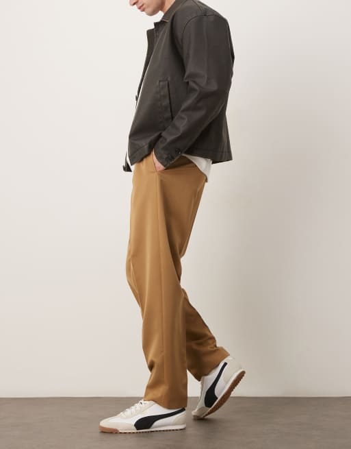 ASOS DESIGN - Pantaloni eleganti affusolati oversize color cammello con pieghe sul davanti, 3 di 5