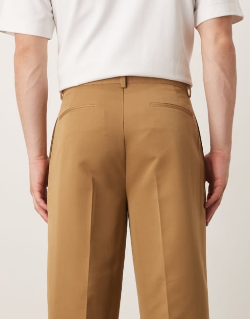 ASOS DESIGN - Pantaloni eleganti affusolati oversize color cammello con pieghe sul davanti, 5 di 5