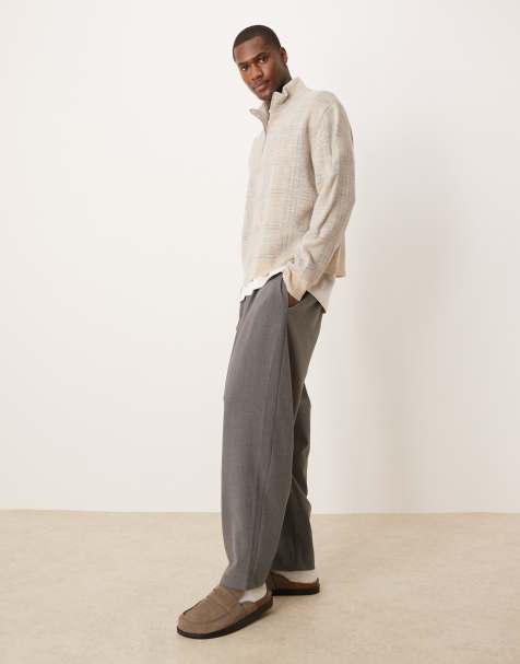 ASOS DESIGN - Pantaloni eleganti affusolati oversize grigi con doppie pieghe - view 1