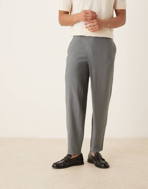 ASOS DESIGN - Pantaloni eleganti affusolati oversize grigi incrociati sul davanti - view 1
