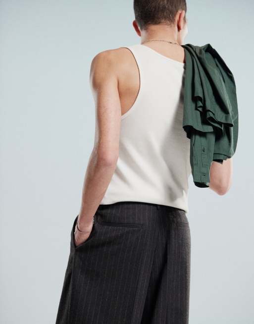 ASOS DESIGN - Pantaloni eleganti ampi grigio chiaro con motivo gessato testurizzato, 4 di 5