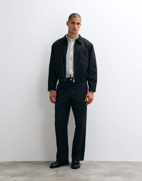 ASOS DESIGN - Pantaloni eleganti ampi in cotone nero in coordinato - view 1