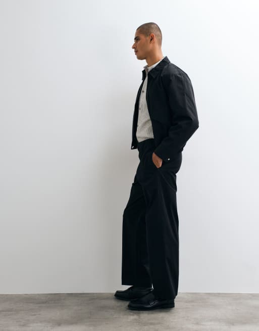 ASOS DESIGN - Pantaloni eleganti ampi in cotone nero in coordinato, 5 di 5