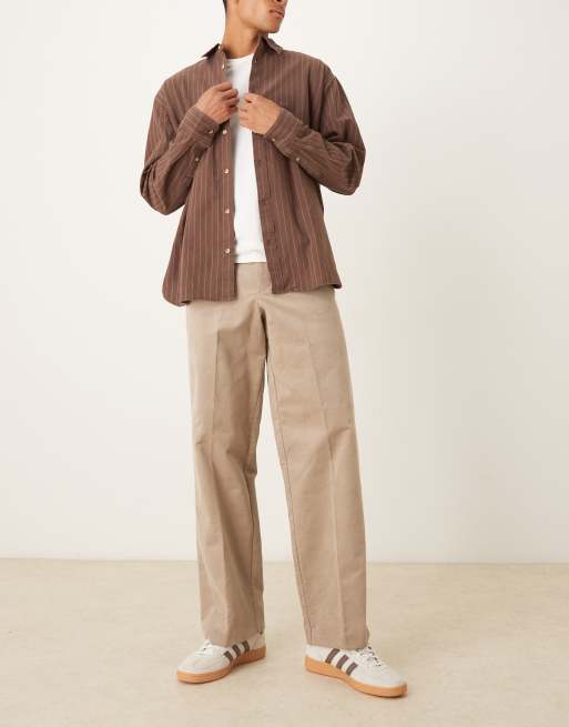 ASOS DESIGN - Pantaloni eleganti ampi in misto cotone color pietra in velluto a coste, 2 di 5