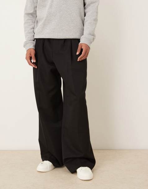 ASOS DESIGN - Pantaloni eleganti ampi neri con pieghe triple - view 1