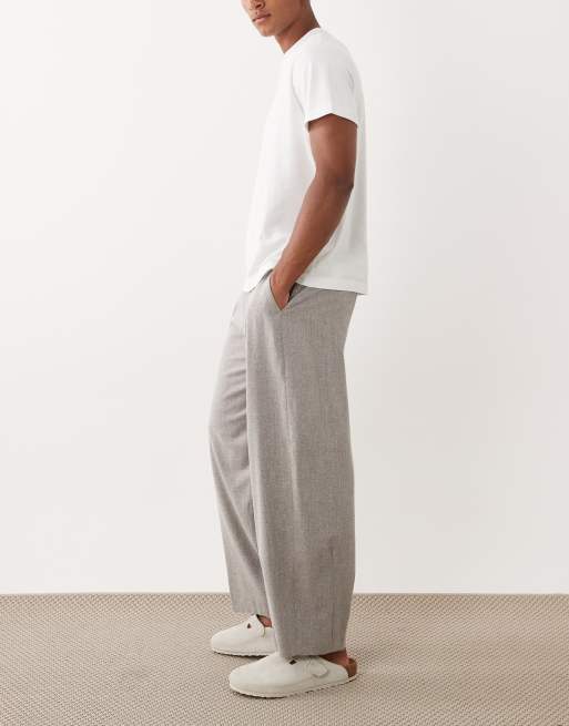 ASOS DESIGN - Pantaloni eleganti bombati in tessuto effetto lino testurizzato grigio, 3 di 5