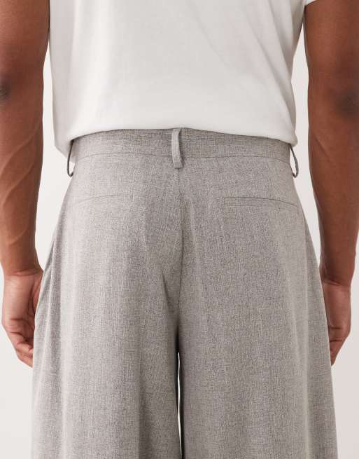 ASOS DESIGN - Pantaloni eleganti bombati in tessuto effetto lino testurizzato grigio, 4 di 5