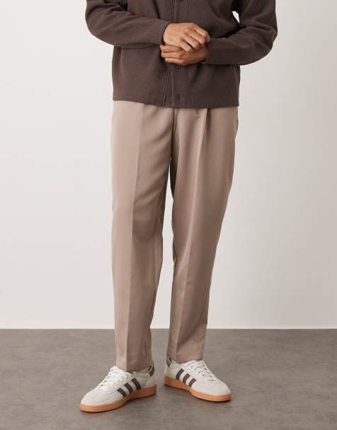 ASOS DESIGN - Pantaloni eleganti comodi affusolati color pietra scuro con pieghe sul davanti - view 1