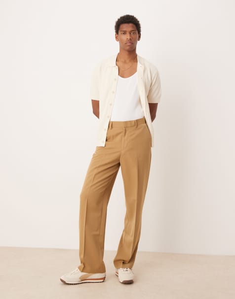 ASOS DESIGN - Pantaloni eleganti con fondo ampio color cammello con tasca carpenter - view 1