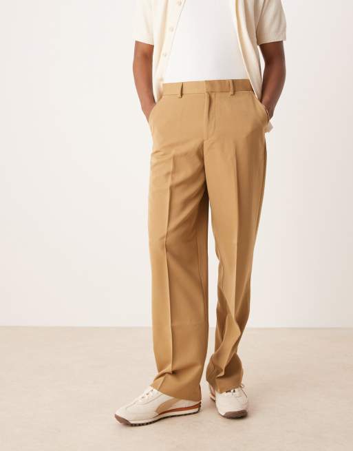 ASOS DESIGN - Pantaloni eleganti con fondo ampio color cammello con tasca carpenter, 5 di 5