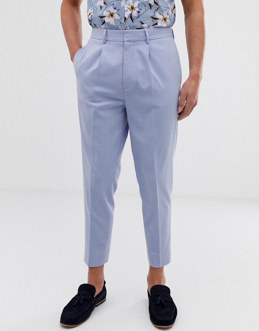 ASOS DESIGN - Pantaloni eleganti cropped affusolati azzurro chiaro-Blu