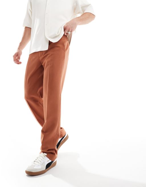 ASOS DESIGN - Pantaloni eleganti dritti color ruggine tenue
