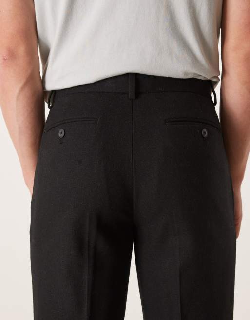 ASOS DESIGN - Pantaloni eleganti dritti in misto lana neri con tasche portamonete, 5 di 5