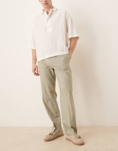 ASOS DESIGN - Pantaloni eleganti dritti in misto lino color verde salvia - view 1