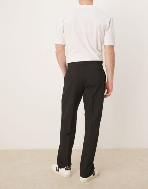 ASOS DESIGN - Pantaloni eleganti dritti neri con cintura in tessuto, 3 di 5