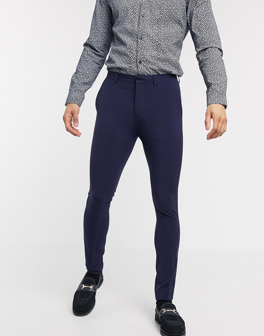 ASOS DESIGN - Pantaloni eleganti extreme skinny blu navy