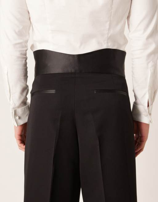 ASOS DESIGN - Pantaloni eleganti neri ampi con fascia in vita, 5 di 5