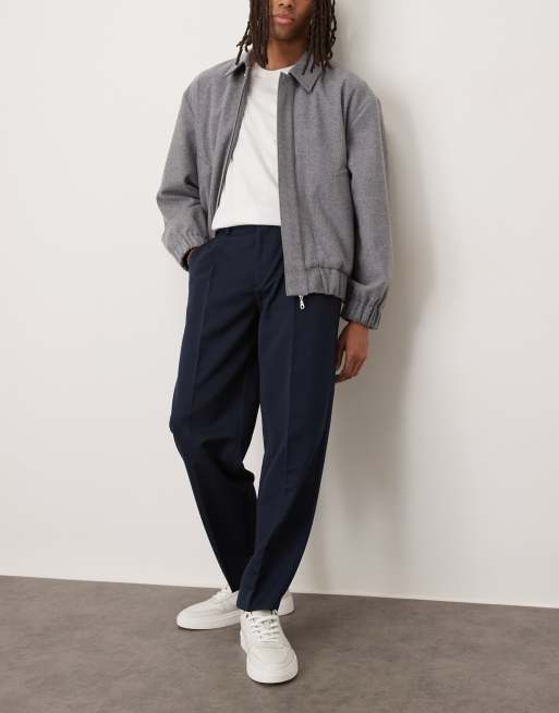 ASOS DESIGN - Pantaloni eleganti oversize affusolati blu navy con pieghe sul davanti, 2 di 5