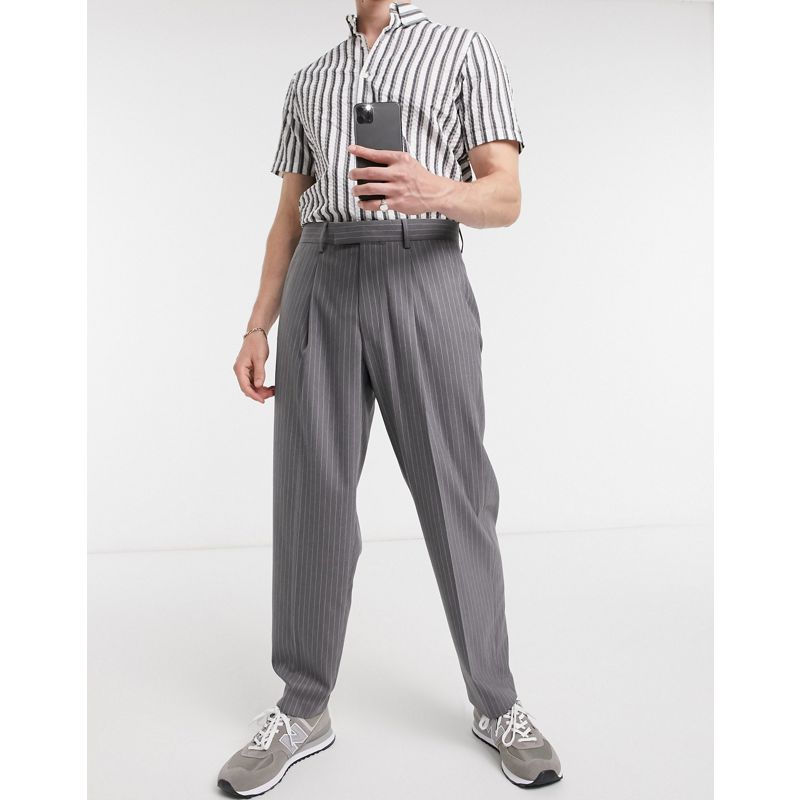 Pantaloni e chino dZAYV DESIGN - Pantaloni eleganti oversize affusolati grigio gessato