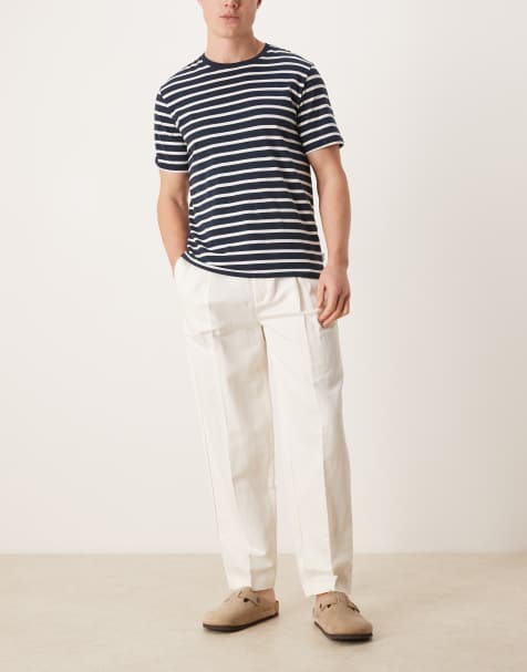 ASOS DESIGN - Pantaloni eleganti oversize affusolati in misto lino bianchi - view 1