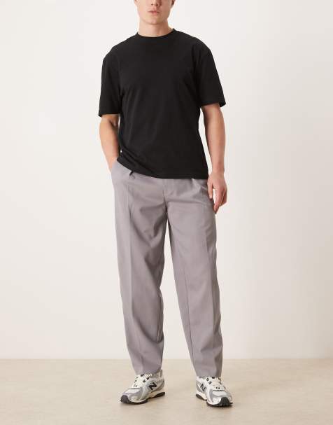 ASOS DESIGN - Pantaloni eleganti oversize affusolati in twill grigi - view 1