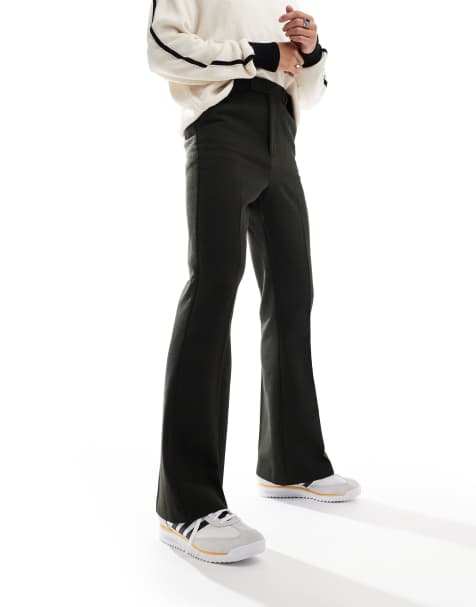 ASOS DESIGN - Pantaloni eleganti scampanati a vita alta in misto lana color verde bosco - view 1