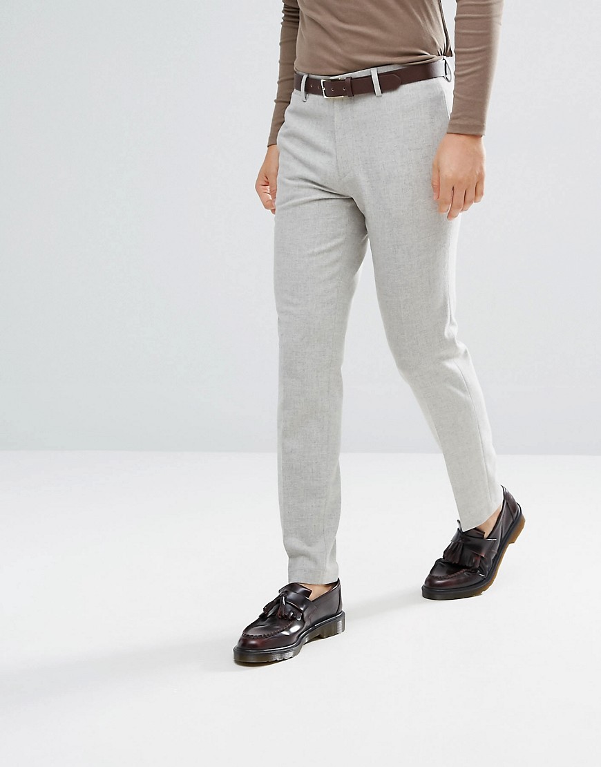 ASOS DESIGN - Pantaloni eleganti skinny in misto lana grigio ghiaccio