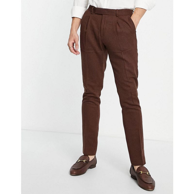Abiti Pantaloni da abito DESIGN - Pantaloni eleganti skinny in misto lana intrecciato in marrone