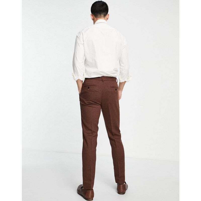 Abiti Pantaloni da abito DESIGN - Pantaloni eleganti skinny in misto lana intrecciato in marrone