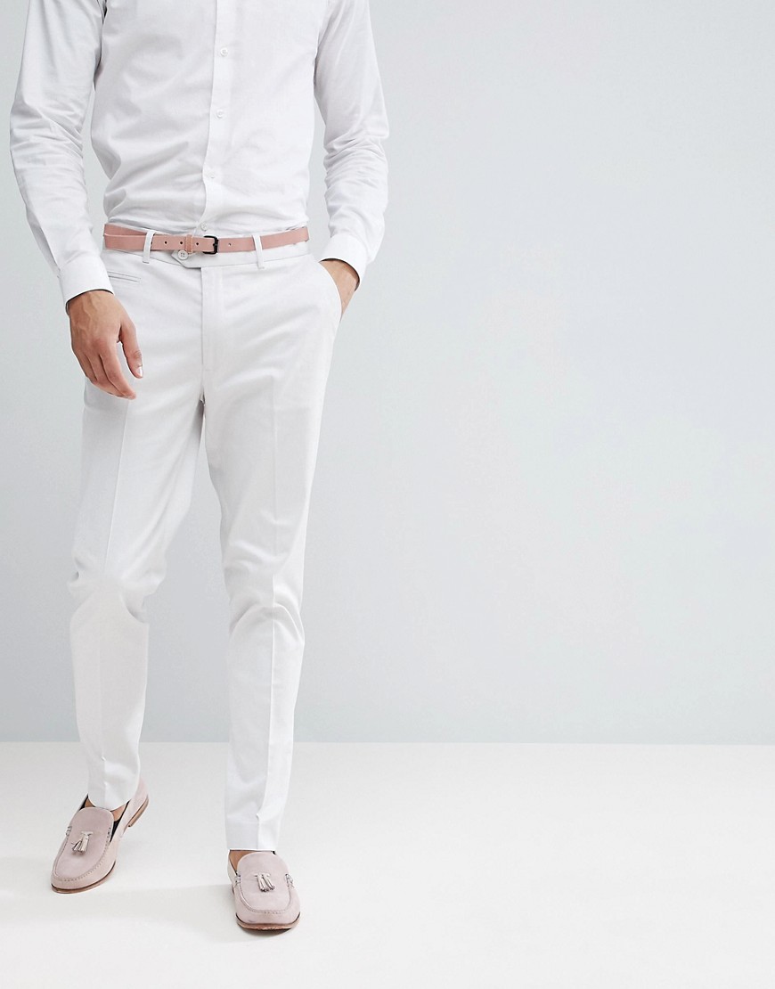 ASOS DESIGN - Pantaloni eleganti skinny in rasatello di cotone grigio ghiaccio
