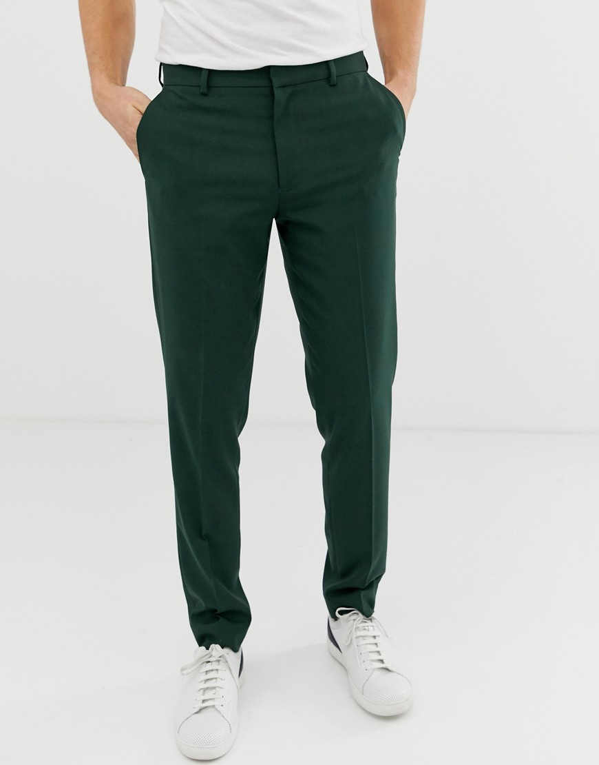 ASOS DESIGN - Pantaloni eleganti skinny verde scuro