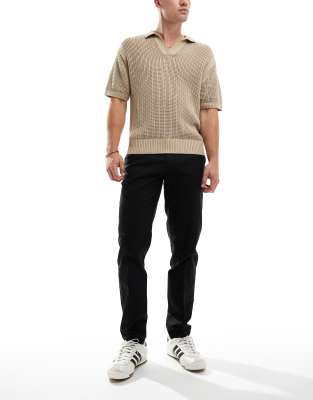 ASOS DESIGN - Pantaloni eleganti slim in misto lino neri - view 1