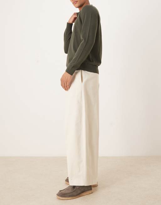ASOS DESIGN - Pantaloni eleganti super affusolati in 100% cotone bianchi con pieghe sul davanti, 3 di 5