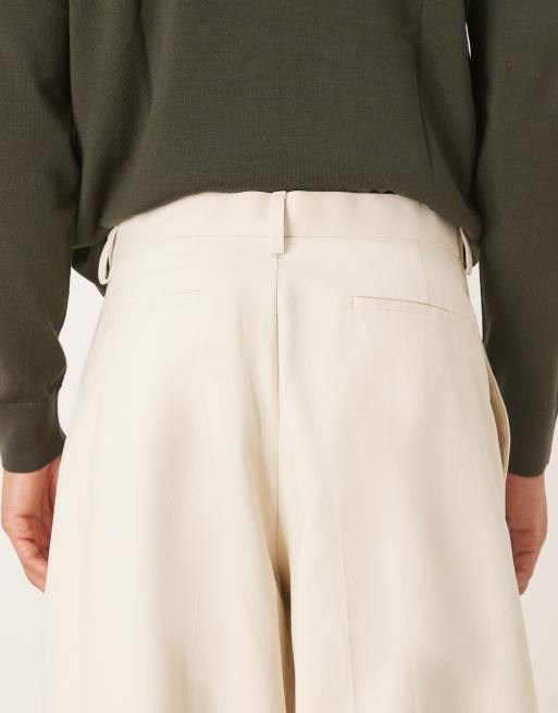ASOS DESIGN - Pantaloni eleganti super affusolati in 100% cotone bianchi con pieghe sul davanti, 4 di 5