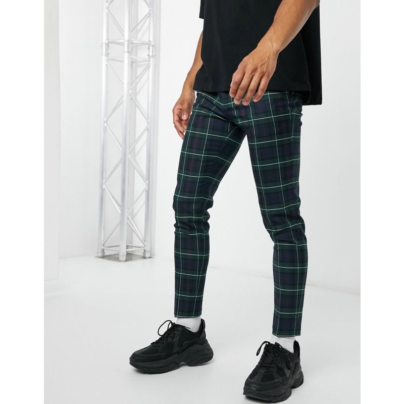 Uomo Pantaloni skinny DESIGN - Pantaloni eleganti super skinny a quadri scozzesi