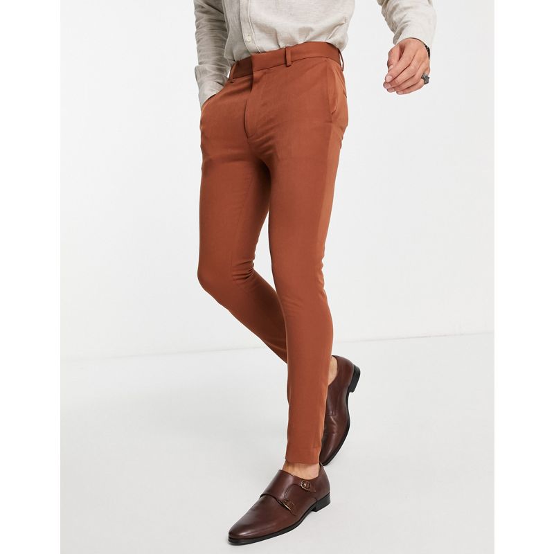 Uomo Pantaloni e chino DESIGN - Pantaloni eleganti super skinny, color ruggine