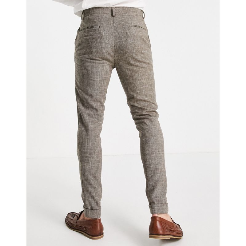 Uomo Pantaloni skinny DESIGN - Pantaloni eleganti super skinny con tratteggio incrociato, color pietra