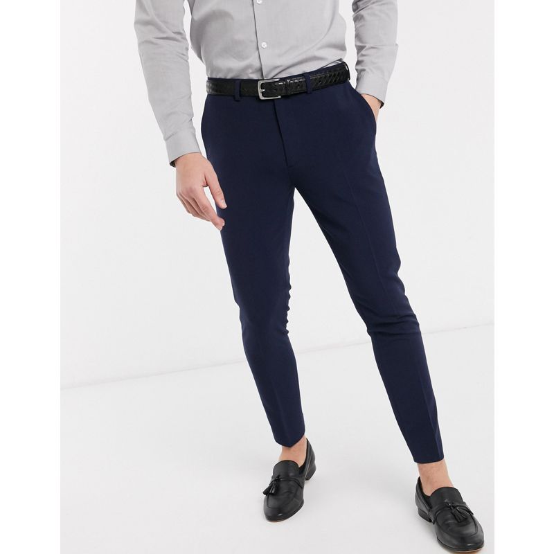 DESIGN - Pantaloni eleganti super skinny cropped blu navy