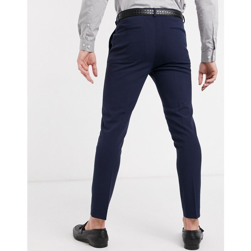 Uomo Pantaloni e chino DESIGN - Pantaloni eleganti super skinny cropped blu navy