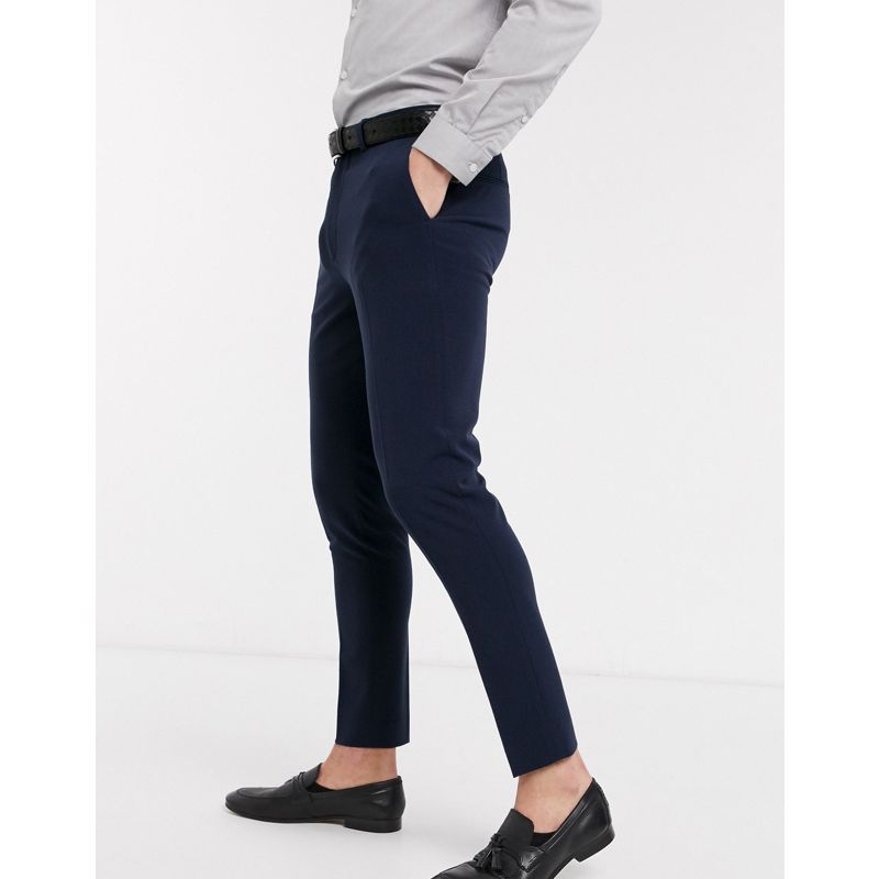 Uomo Pantaloni e chino DESIGN - Pantaloni eleganti super skinny cropped blu navy