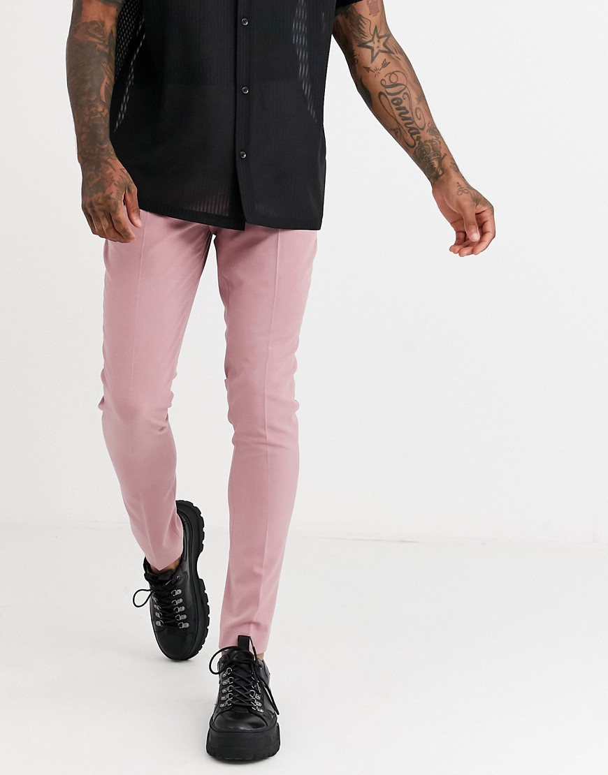 ASOS DESIGN - Pantaloni eleganti super skinny rosa